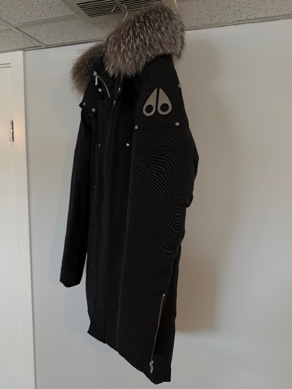 MOOSE KNUCKLES Stirling Parka Black/Frost Fox Fur Mens Size S